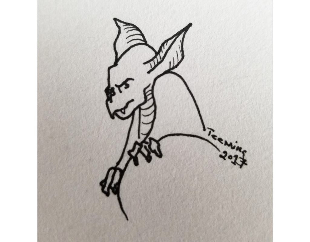 A spooky bat ink illustration.