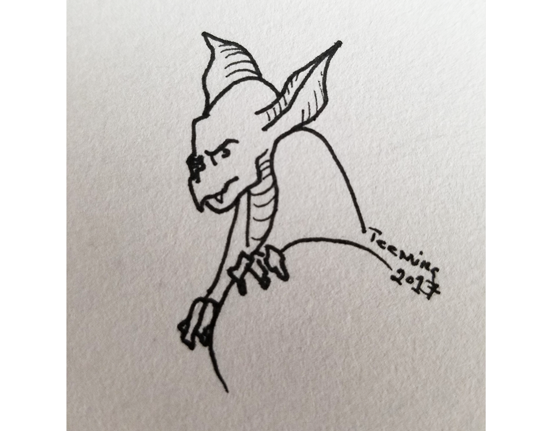 A spooky bat ink illustration.